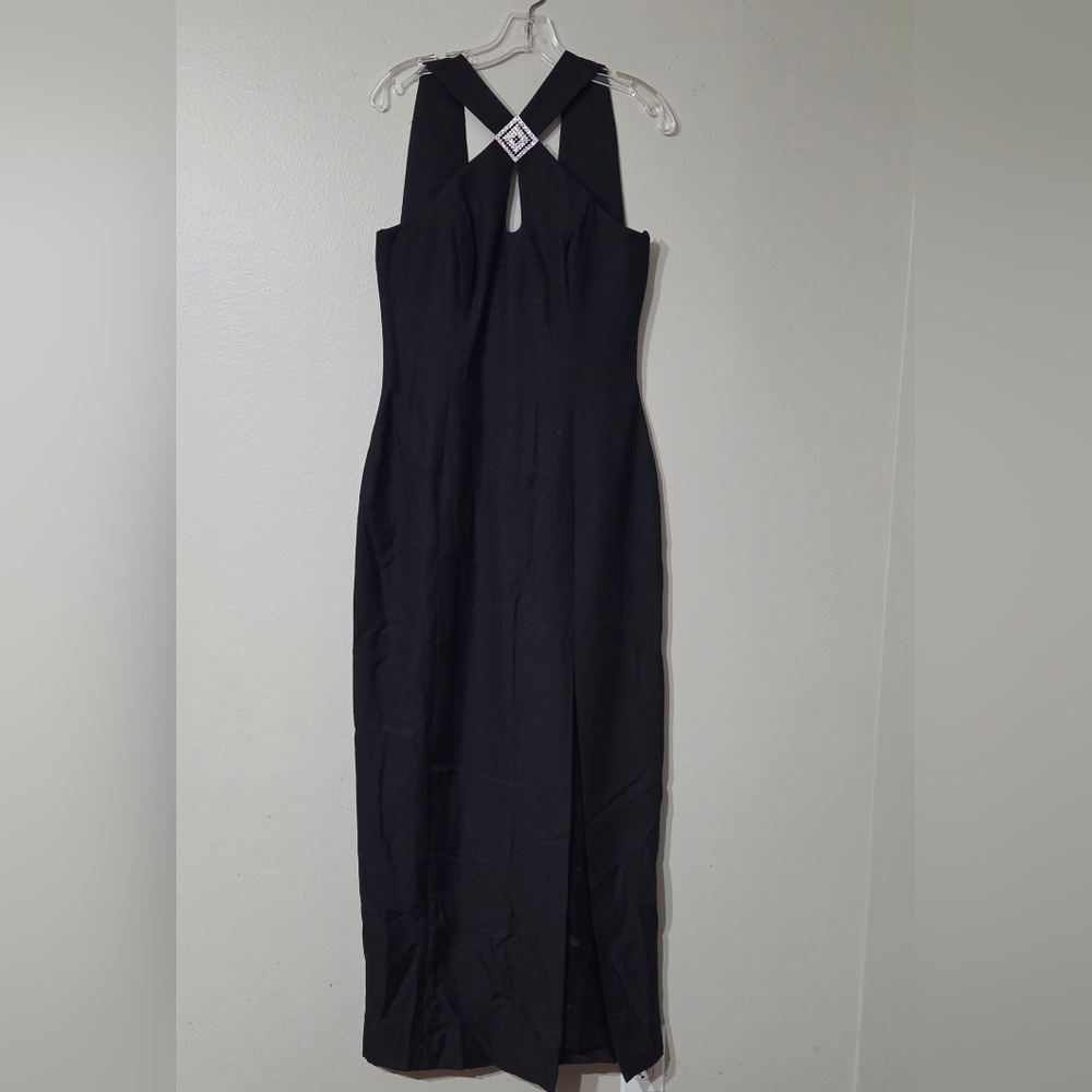 Long Black Halter Dress.  Size Womans 12